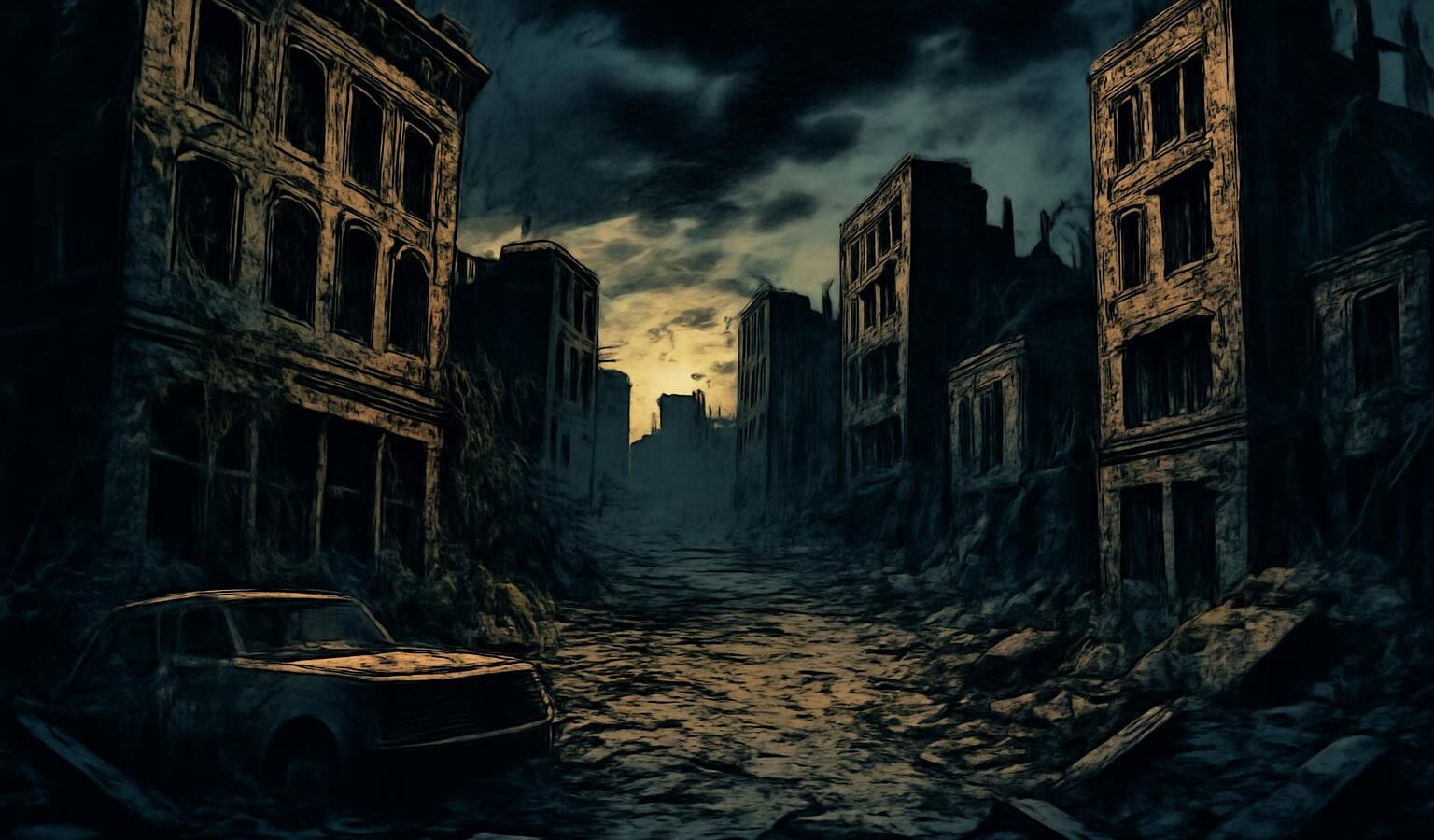 abandoned city ruins