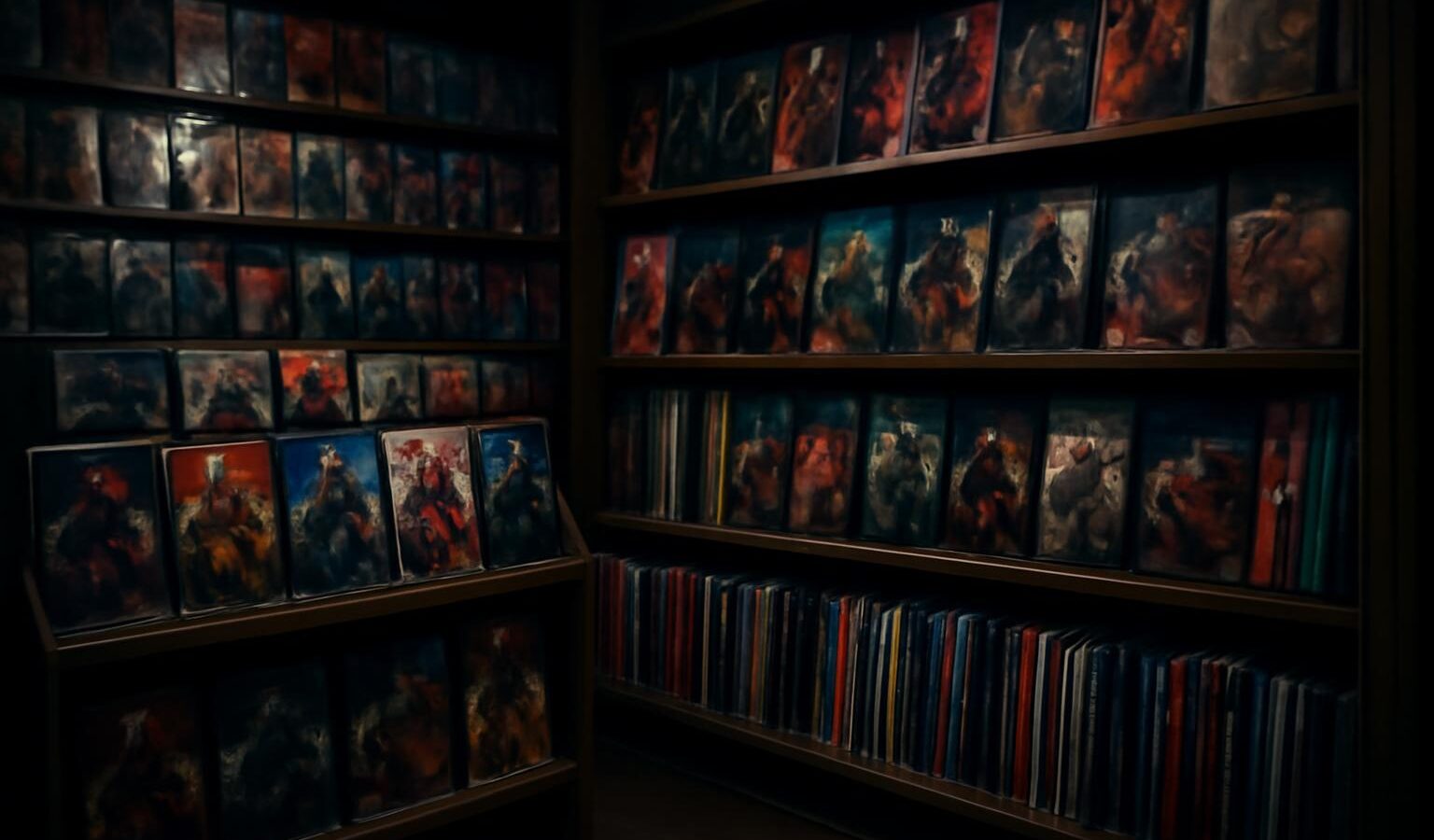 comic book store interior shelves