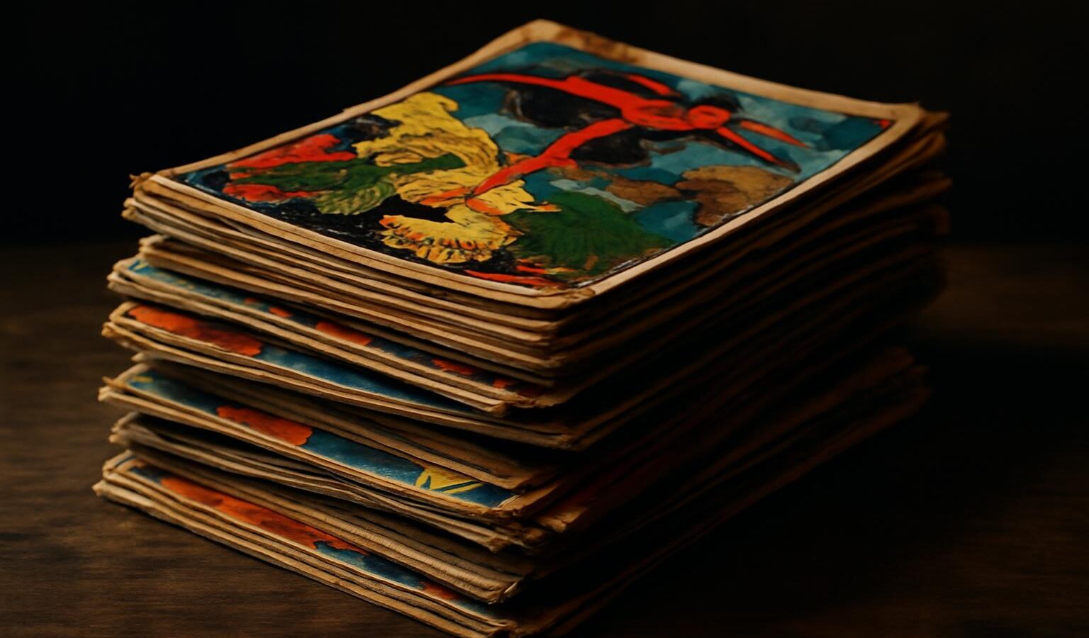 vintage comic books stack